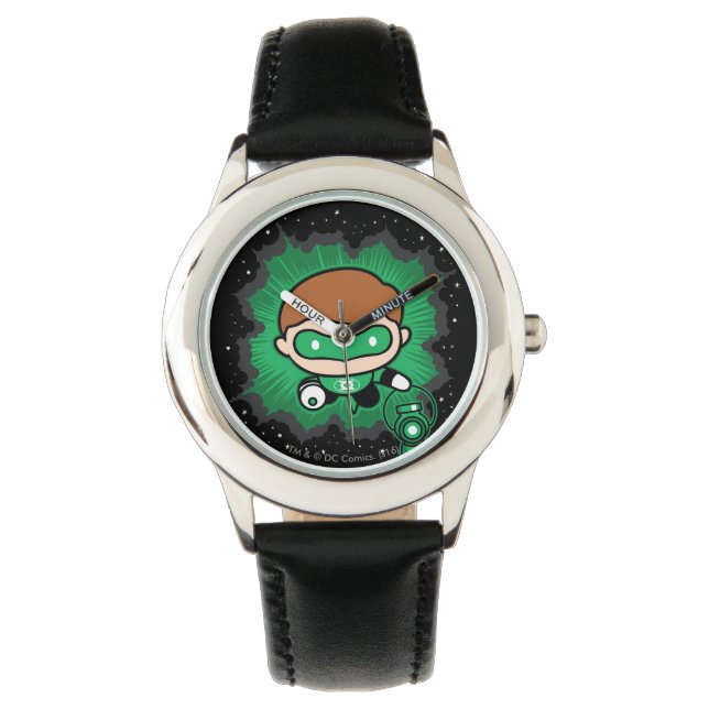 Chibi Green Lantern fliegen durch den Weltraum Armbanduhr (Vorderseite)