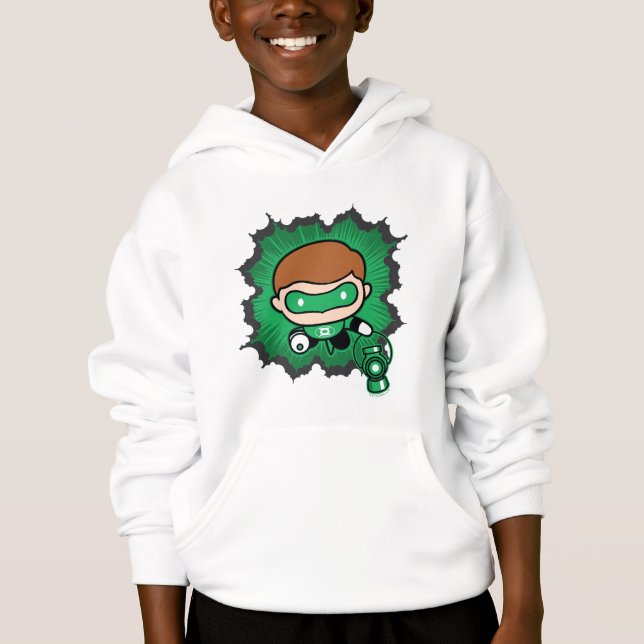 Chibi Green Lantern fliegen durch den Weltraum Hoodie (Vorderseite)