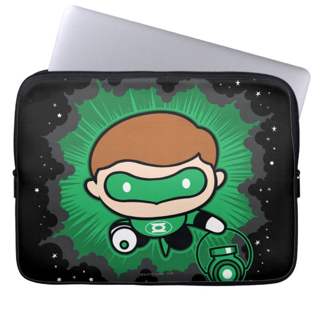 Chibi Green Lantern fliegen durch den Weltraum Laptopschutzhülle (Vorderseite)