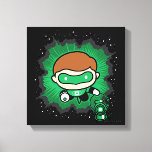 Chibi Green Lantern fliegen durch den Weltraum Leinwanddruck