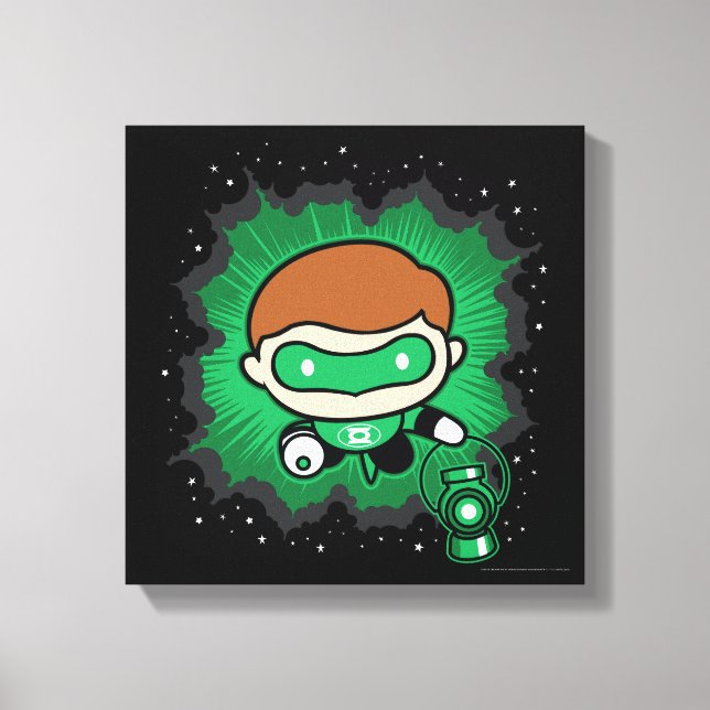 Chibi Green Lantern fliegen durch den Weltraum Leinwanddruck (Vorderseite)