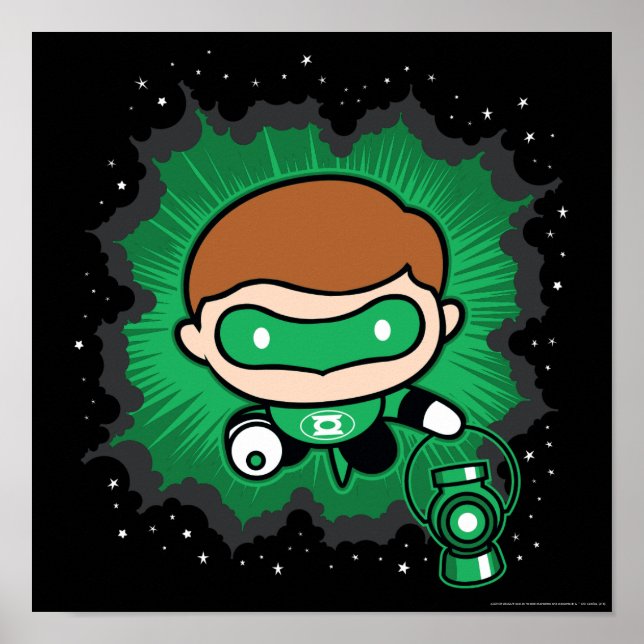 Chibi Green Lantern fliegen durch den Weltraum Poster (Vorne)