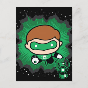 Chibi Green Lantern fliegen durch den Weltraum Postkarte