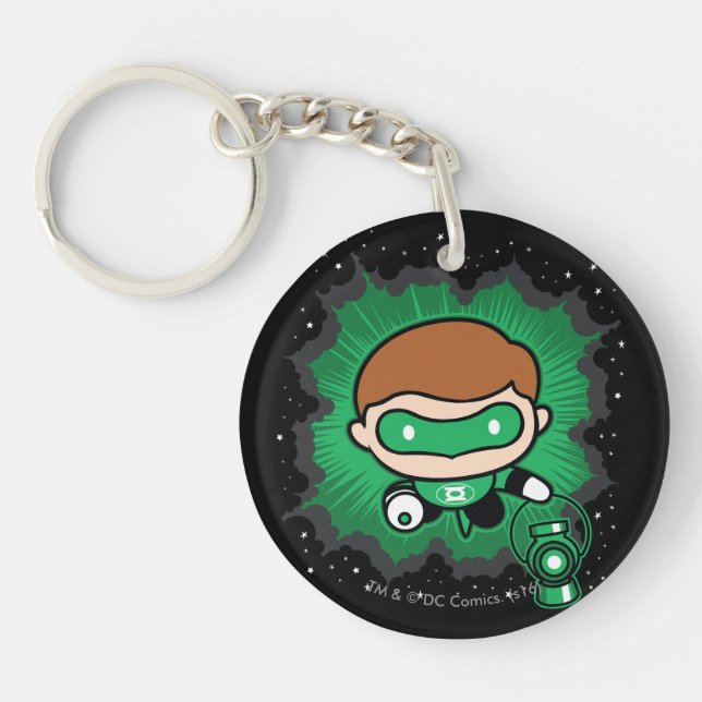 Chibi Green Lantern fliegen durch den Weltraum Schlüsselanhänger (Vorderseite)