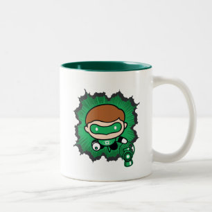 Chibi Green Lantern fliegen durch den Weltraum Zweifarbige Tasse
