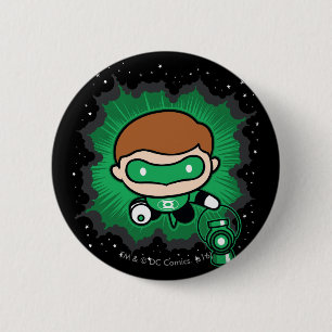 Chibi Green Lantern fliegt durch den Weltraum Button
