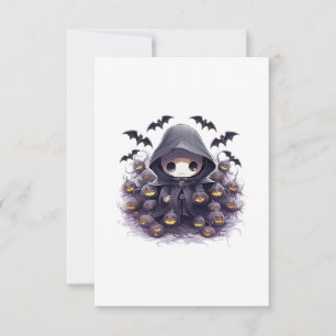 Chibi Grim Sensenmann Halloween - Adorable Dark Fa Dankeskarte