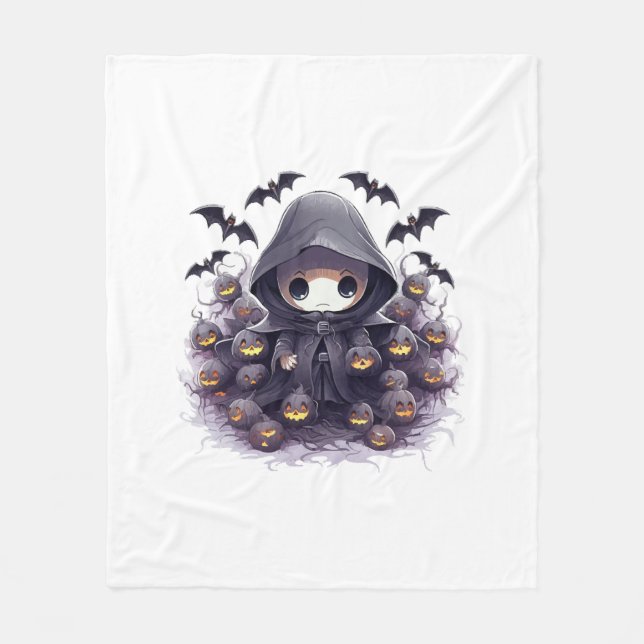 Chibi Grim Sensenmann Halloween - Adorable Dark Fa Fleecedecke (Vorderseite)