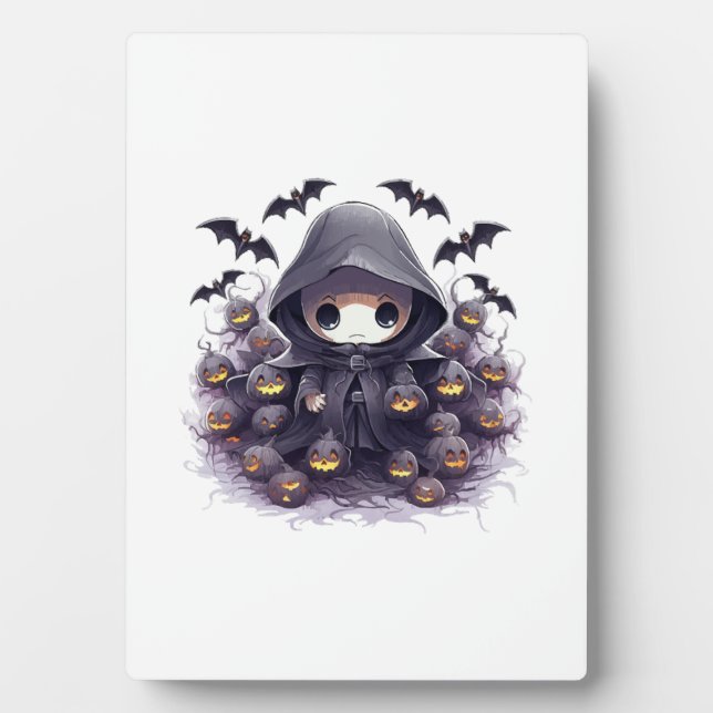 Chibi Grim Sensenmann Halloween - Adorable Dark Fa Fotoplatte (Vorderseite)