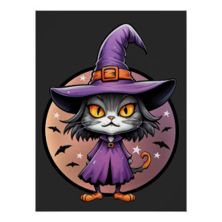 Chibi Halloween Hexenkat Poster