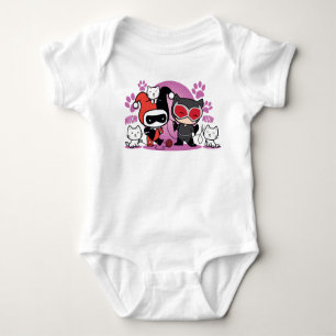 Chibi Harley Quinn & Chibi Catwoman mit Katzen Baby Strampler