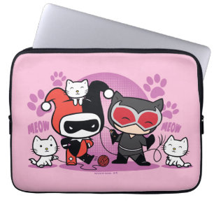 Chibi Harley Quinn & Chibi Catwoman mit Katzen Laptopschutzhülle