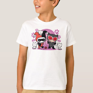 Chibi Harley Quinn & Chibi Catwoman mit Katzen T-Shirt