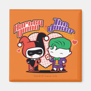 Chibi Harley Quinn & Chibi Joker Hearts Magnet