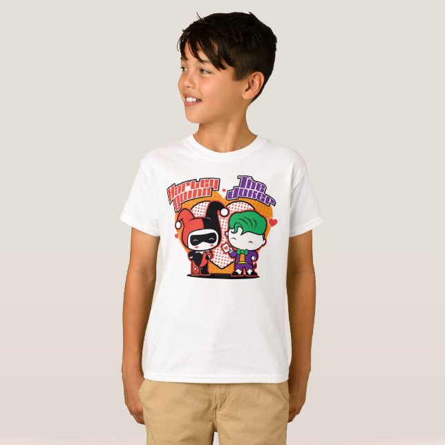Chibi Harley Quinn & Chibi Joker Hearts T-Shirt (Vorne ganz)