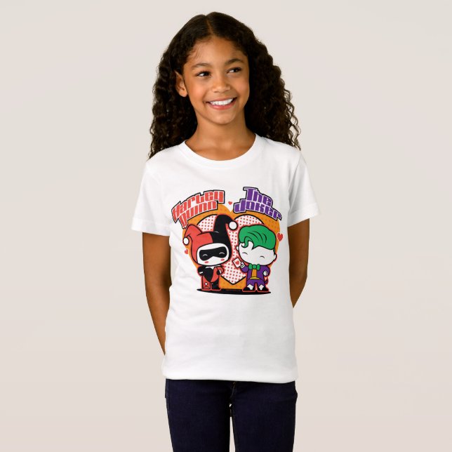 Chibi Harley Quinn & Chibi Joker Hearts T-Shirt (Vorne ganz)