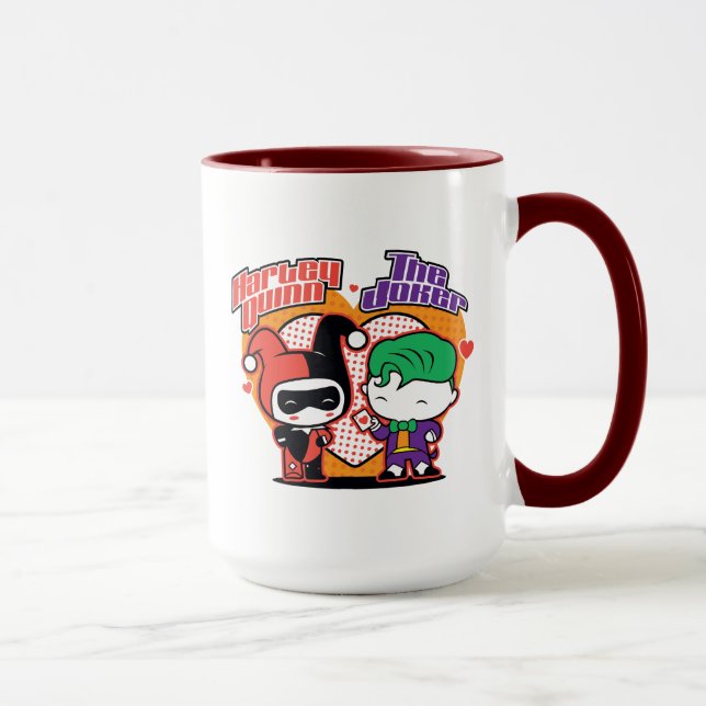 Chibi Harley Quinn & Chibi Joker Hearts Tasse (Rechts)