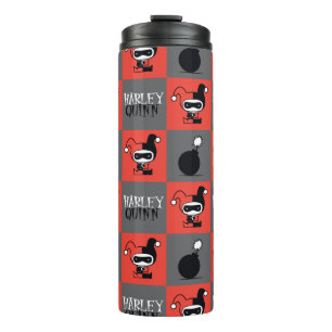 Chibi Harley Quinn Schachbrett Pattern Thermosbecher
