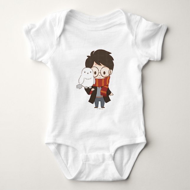 Chibi HARRY POTTER™ & Hedwig Baby Strampler (Vorderseite)