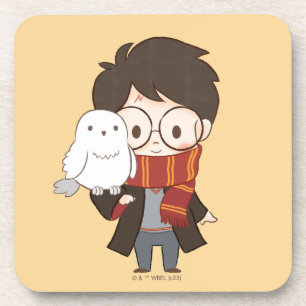 Chibi HARRY POTTER™ & Hedwig Getränkeuntersetzer