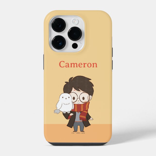 Chibi HARRY POTTER™ & Hedwig iPhone Hülle (Rückseite)