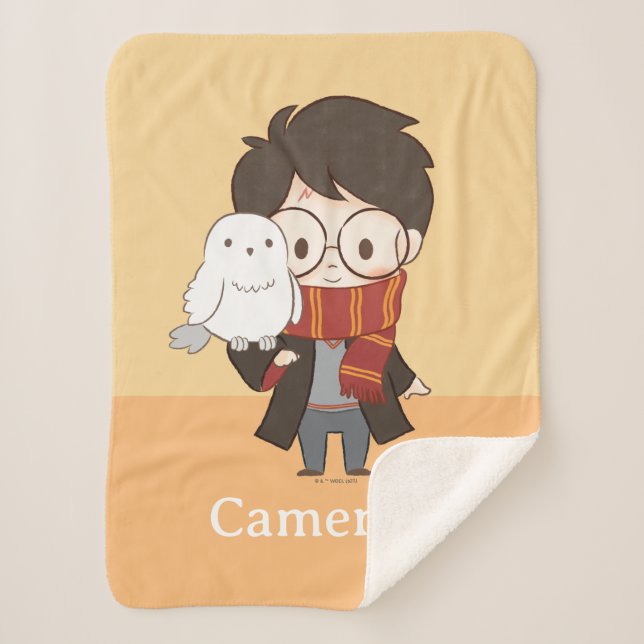 Chibi HARRY POTTER™ & Hedwig Sherpadecke (Vorderseite)