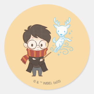 Chibi HARRY POTTER™ Patronus Runder Aufkleber