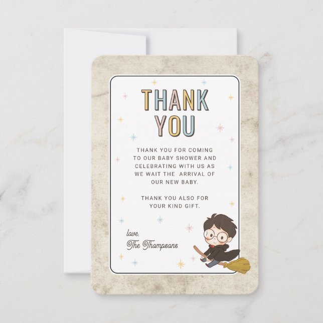 Chibi Harry Potter Zauberer-Baby-Party Dankeskarte (Vorderseite)