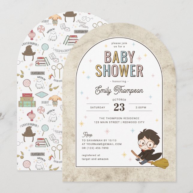 Chibi Harry Potter Zauberer-Baby-Party Einladung (Vorne/Hinten)