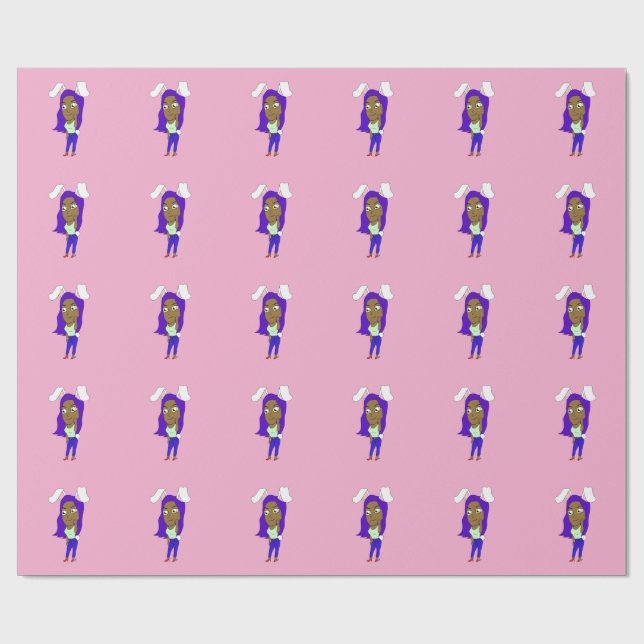 Chibi-Häschenmädchen Geschenkpapier (Flach)