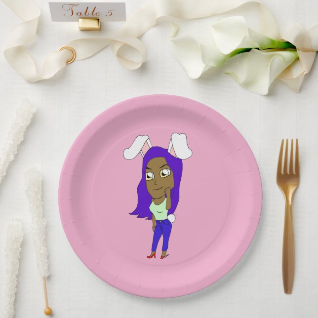 Chibi-Häschenmädchen Pappteller (Hochzeit)