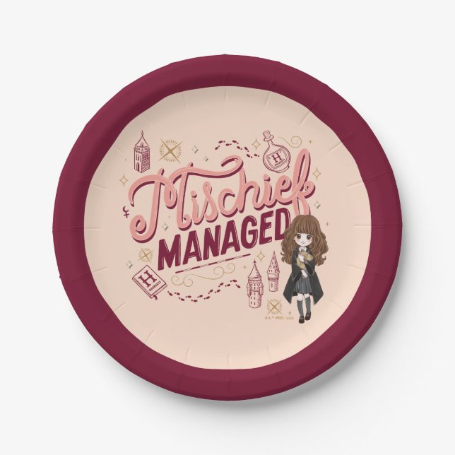 Chibi Hermione "Mischief Managed" Pappteller (Vorderseite)