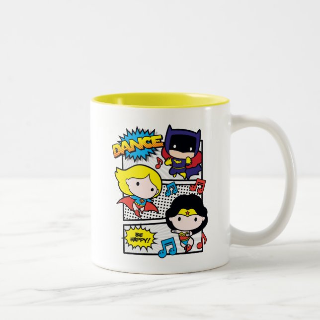 Chibi Heroes Tancing Zweifarbige Tasse (Rechts)