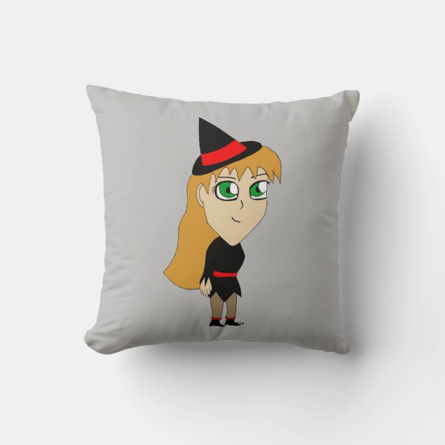 Chibi-Hexe Kissen (Vorderseite)