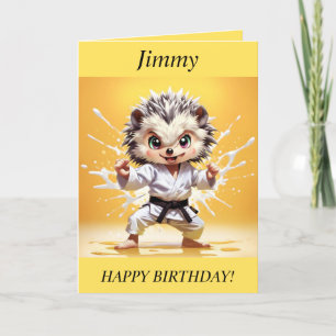 Chibi Igel, der Karate Birthday Card macht Feiertagskarte