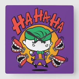 Chibi-Joker mit Spielzeugzähnen Quadratische Wanduhr