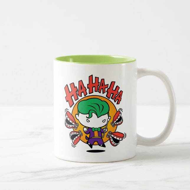 Chibi-Joker mit Spielzeugzähnen Zweifarbige Tasse (Rechts)