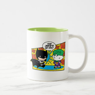 Chibi Joker spielt Chibi Batman einen Streich Zweifarbige Tasse