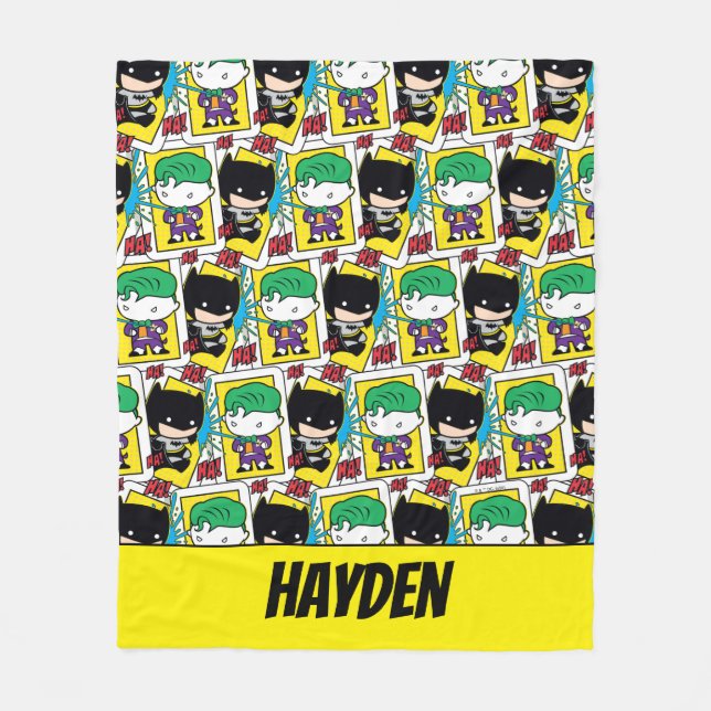 Chibi-Joker und Batman-Kartenmuster Fleecedecke (Vorderseite)