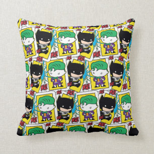 Chibi Joker und Batman Spielkartenmuster Kissen