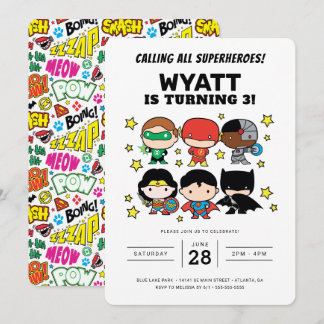 Chibi Justice League Birthday Einladung