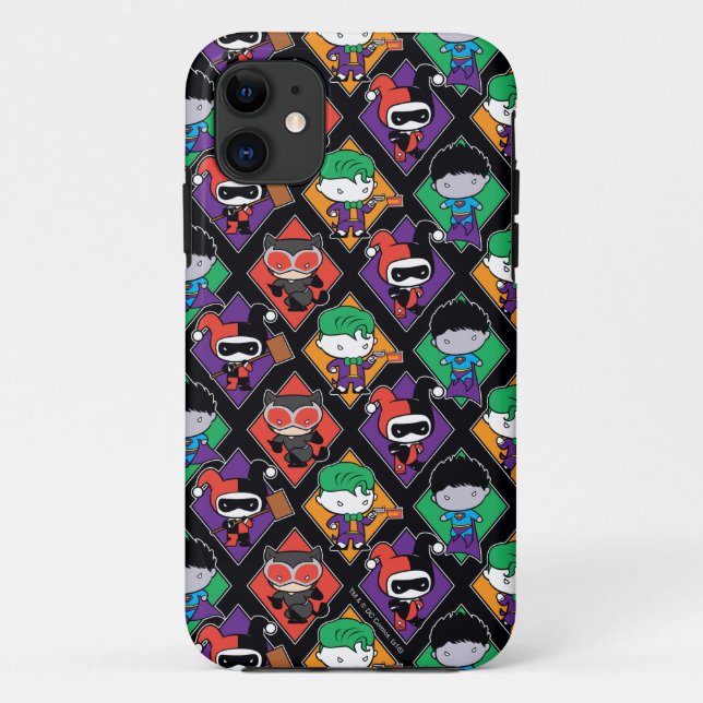 Chibi Justice League Bösewicht-Muster Case-Mate iPhone Hülle (Rückseite)