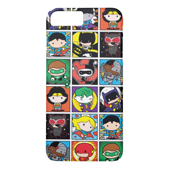 Chibi Justice League Character Pattern Case-Mate iPhone Hülle (Rückseite)