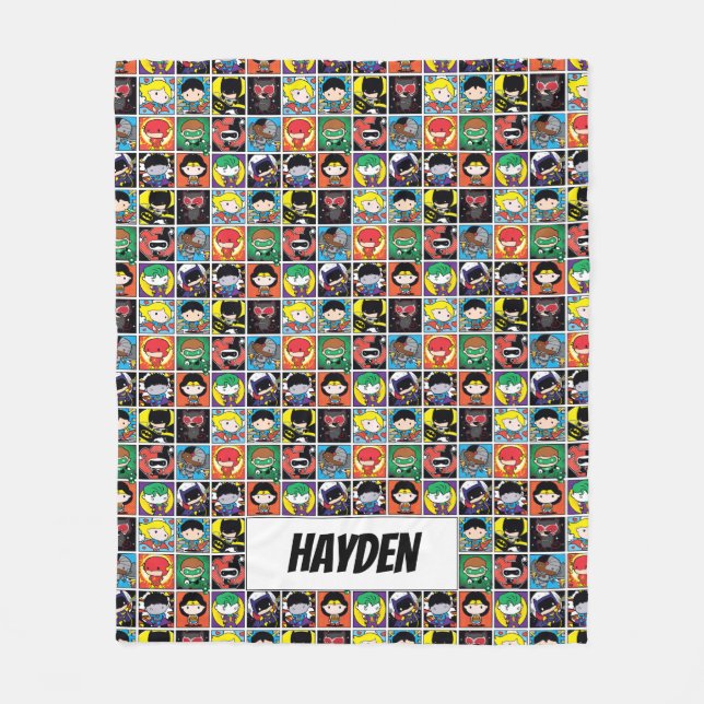 Chibi Justice League Character Pattern Fleecedecke (Vorderseite)