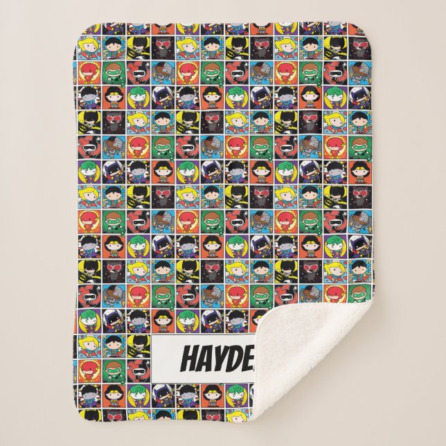 Chibi Justice League Character Pattern Sherpadecke (Vorderseite)