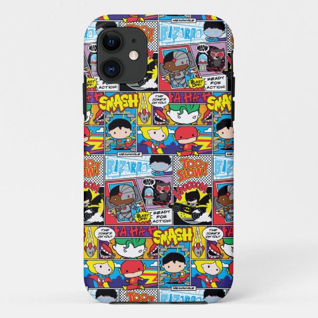 Chibi Justice League Comic Book Pattern Case-Mate iPhone Hülle (Rückseite)