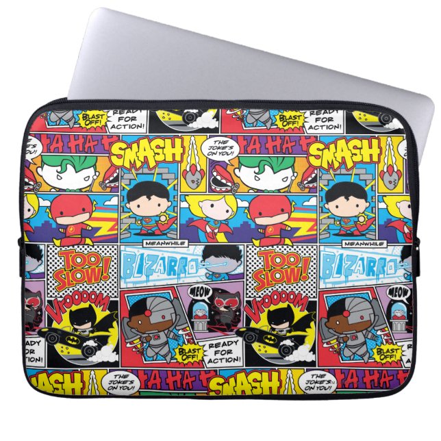 Chibi Justice League Comic Book Pattern Laptopschutzhülle (Vorderseite)