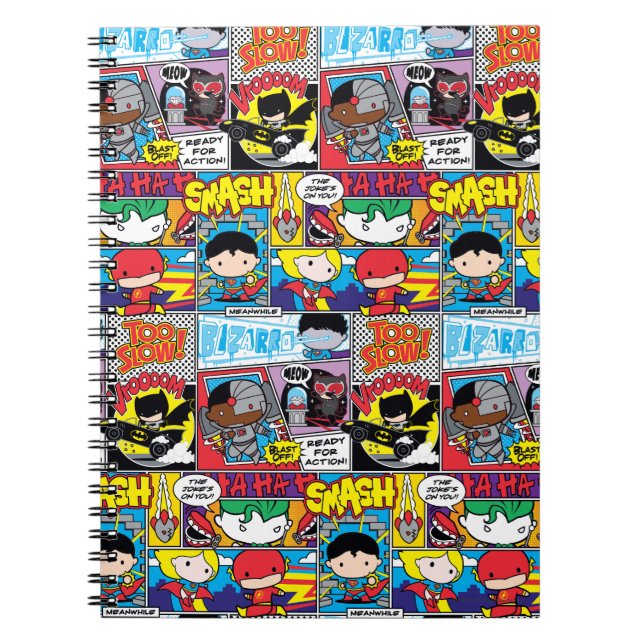 Chibi Justice League Comic Book Pattern Notizblock (Vorderseite)