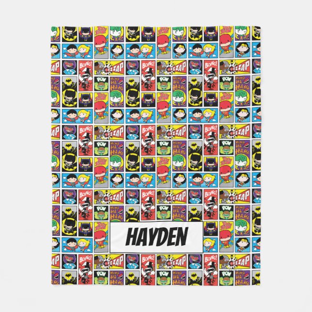 Chibi Justice League Compilation Pattern Fleecedecke (Vorderseite)