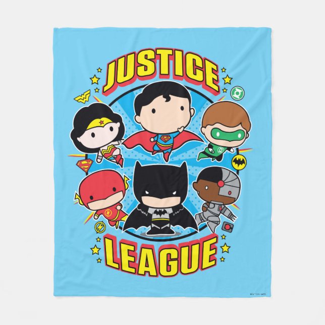Chibi Justice League Group Fleecedecke (Vorderseite)